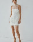APATITE MINI DRESS IN IVORY FINE LACE - De La Vali