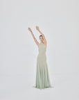 ELOWEN MAXI DRESS IN STONE BEIGE AND SAGE GREEN FINE LACE