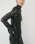 VOTIVA MAXI DRESS IN BLACK METALLIC LACE - De La Vali