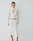 FAELA MIDI SKIRT IN IVORY LACE