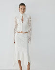 FAELA MIDI SKIRT IN IVORY LACE - De La Vali