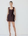 MORTA MINI DRESS IN PLUM TWILL - De La Vali
