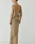 EMERALD MAXI DRESS IN TRUFFLE BROWN LACE - De La Vali
