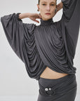 FLORO TOP IN INKY GREY SPANDEX