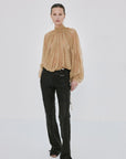ELUNARA TOP IN TRUFFLE BROWN FINE LACE