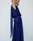 CRUZ MAXI DRESS IN DEEP BLUE CHIFFON