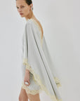 ASTRAL MINI DRESS IN STONE BEIGE AND SOFT YELLOW SATIN - De La Vali