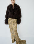 VESPERA JACKET IN CHOCOLATE BROWN MONGOLIAN FUR