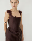 HECATE MAXI DRESS IN PLUM TWILL - De La Vali