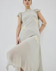 SERENE MIDI DRESS IN STONE BEIGE