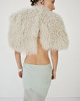 SELENE FUR CAPELET IN CREAM MONGOLIAN FUR - De La Vali