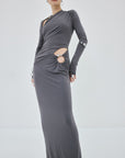 JADE MAXI DRESS IN INKY GREY SPANDEX