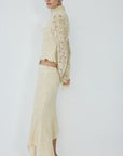 FAELA MIDI SKIRT IN SOFT YELLOW LACE