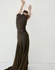 ZEPHYRA MAXI DRESS IN CHOCOLATE BROWN FINE LACE
