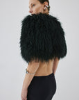 SELENE FUR CAPELET IN BLACK MONGOLIAN FUR