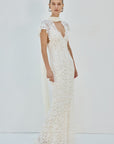 SOLINA MAXI DRESS IN IVORY LACE - De La Vali