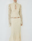 FAELA MIDI SKIRT IN SOFT YELLOW LACE