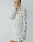 AGARTHA MINI DRESS IN IVORY METALLIC LACE - De La Vali
