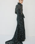 VOTIVA MAXI DRESS IN BLACK METALLIC LACE - De La Vali