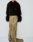 VESPERA JACKET IN CHOCOLATE BROWN MONGOLIAN FUR - De La Vali