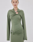 FORTUNA MAXI DRESS IN KHAKI GREEN SPANDEX