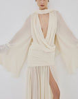 AURELION MAXI DRESS IN WARM IVORY CHIFFON
