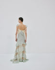 AURALITE MAXI DRESS IN SAGE GREEN AND SOFT YELLOW
