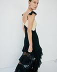 AURALITE MAXI DRESS IN BLACK AND SOFT YELLOW