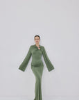 FORTUNA MAXI DRESS IN KHAKI GREEN SPANDEX