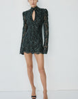 GALENA MINI DRESS IN BLACK METALLIC LACE