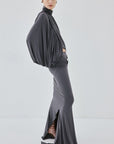 FLORO TOP IN INKY GREY SPANDEX