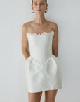 NOCTURNE MINI DRESS IN IVORY TWILL - De La Vali
