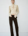 SABLE TROUSERS IN CHOCOLATE BROWN COTTON VELVET - De La Vali