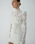 AGARTHA MINI DRESS IN IVORY METALLIC LACE