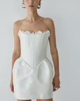 NOCTURNE MINI DRESS IN IVORY TWILL - De La Vali