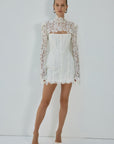 VIRESCO MINI DRESS IN IVORY LACE