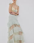 AURALITE MAXI DRESS IN SAGE GREEN AND SOFT YELLOW