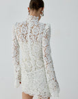 AGARTHA MINI DRESS IN IVORY METALLIC LACE - De La Vali