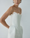 NOCTURNE MINI DRESS IN IVORY TWILL - De La Vali