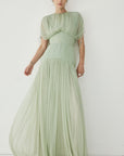 NYMERA MAXI DRESS IN SAGE GREEN TULLE