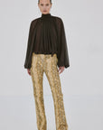 AITANA TOP IN CHOCOLATE BROWN CHIFFON