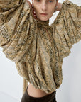 SOLANA TOP IN SERPIENTE YELLOW CHIFFON