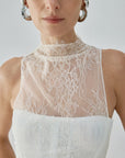 APATITE MINI DRESS IN IVORY FINE LACE - De La Vali