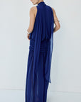 CRUZ MAXI DRESS IN DEEP BLUE CHIFFON - De La Vali