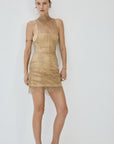 APATITE MINI DRESS IN TRUFFLE BROWN FINE LACE
