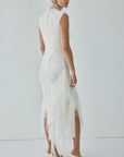 MORWEN MIDI DRESS IN IVORY FINE LACE - De La Vali