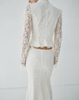 FAELA MIDI SKIRT IN IVORY LACE - De La Vali