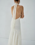 ELOWEN MAXI DRESS IN IVORY FINE LACE - De La Vali
