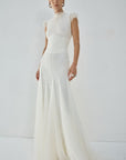 ZEPHYRA MAXI DRESS IN IVORY FINE LACE - De La Vali