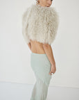 SELENE FUR CAPELET IN CREAM MONGOLIAN FUR
